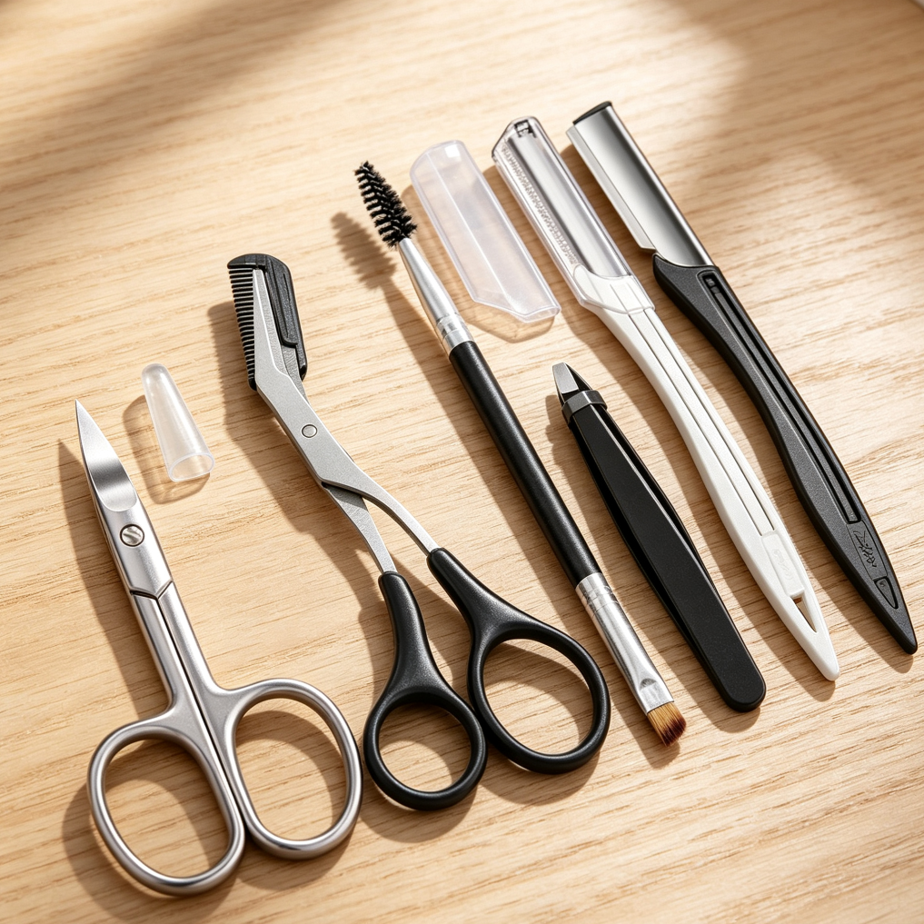 6-in-1 Eyebrow Trimmer Set with Scissors, Razor, Brush - Image 2
