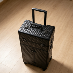 Black Diamond 3-in-1 Rolling Makeup Train Case with 2 Drawers & Key