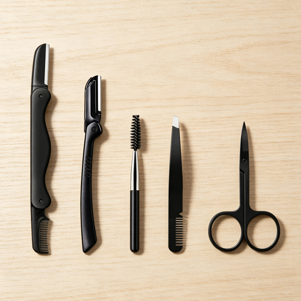 5-in-1 Eyebrow Kit with Comb Tweezers, Scissors, Razor - Image 2