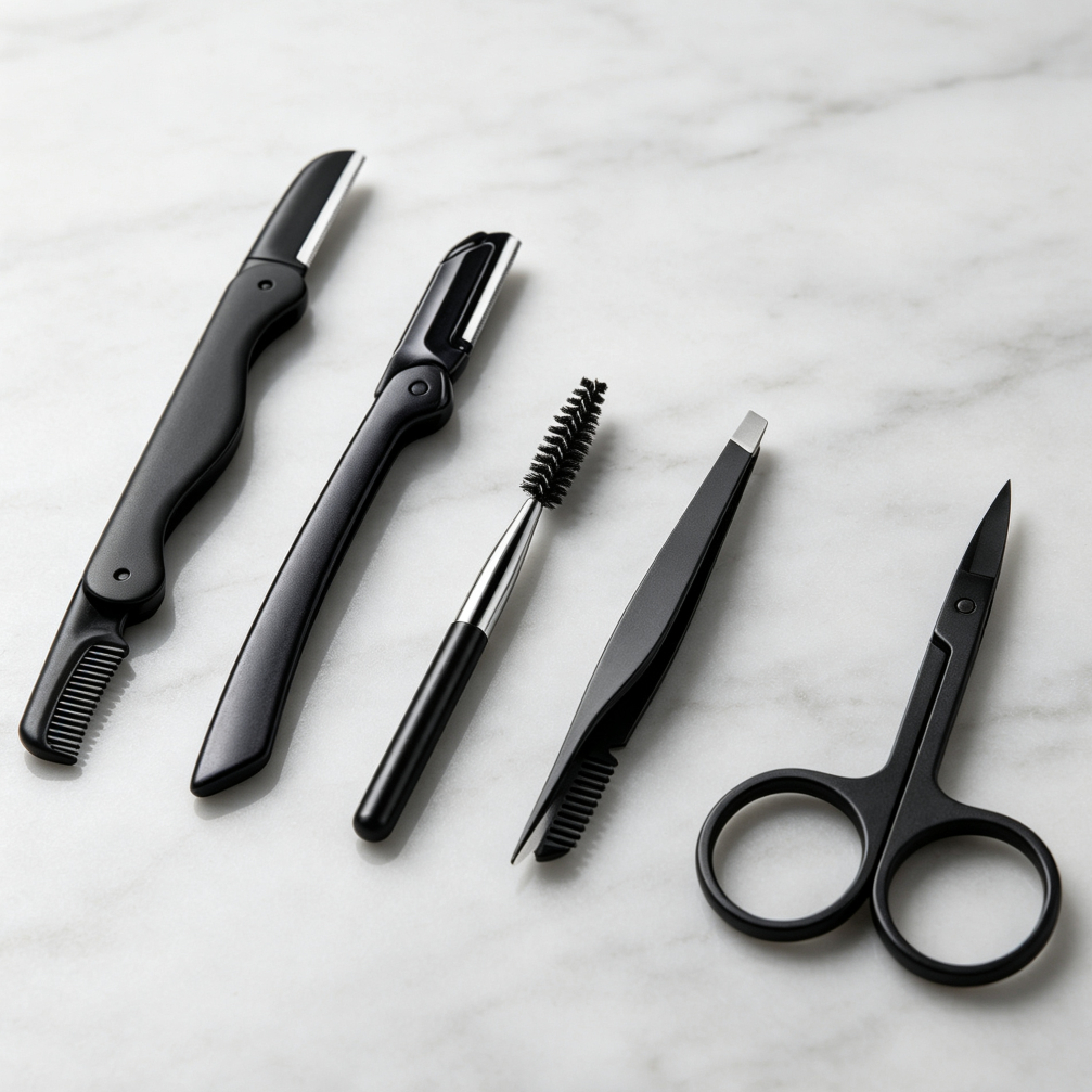 5-in-1 Eyebrow Kit with Comb Tweezers, Scissors, Razor