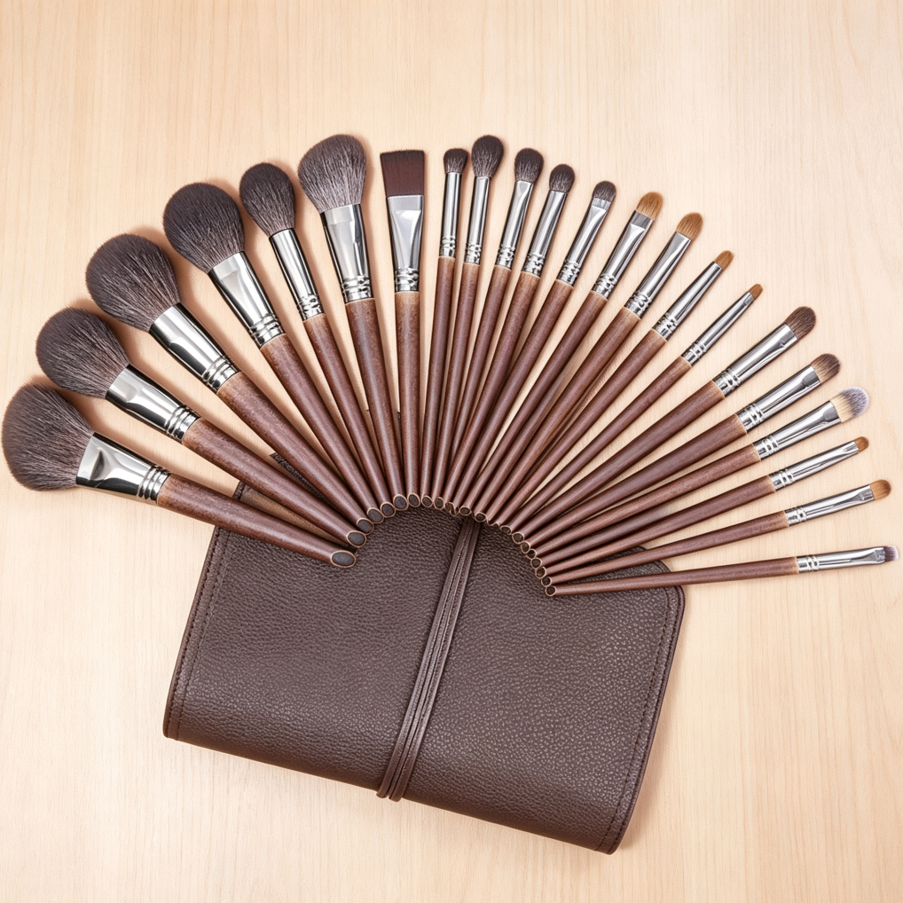 Natural Goat Hair Brush Set with Luxury Case - Image 2