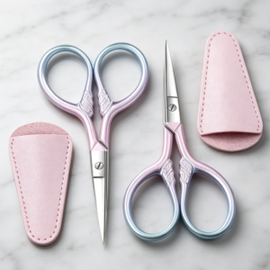 2-Pack 3.5" Pink Mini Stainless Steel Eyebrow Scissors