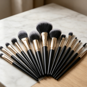 12-Piece Black & Gold Portable Brush Set