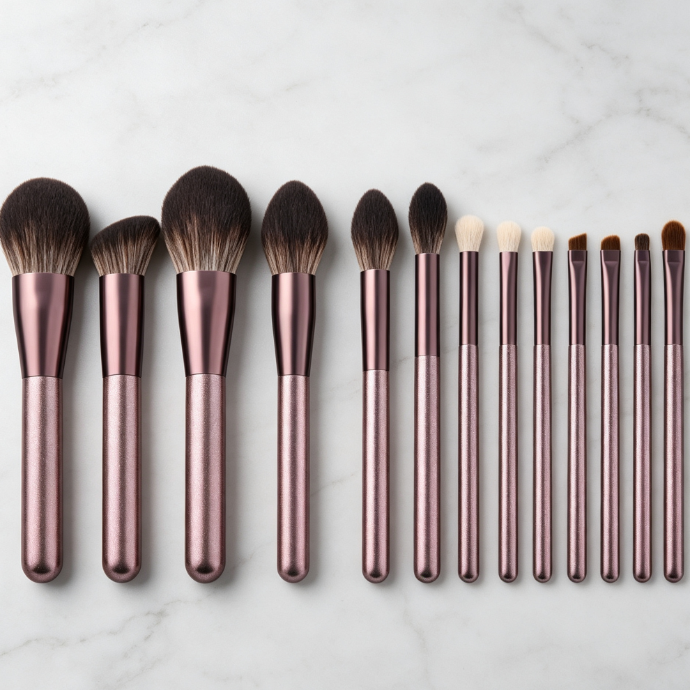 12-Piece Wooden Handle Foundation & Eye Brush Set