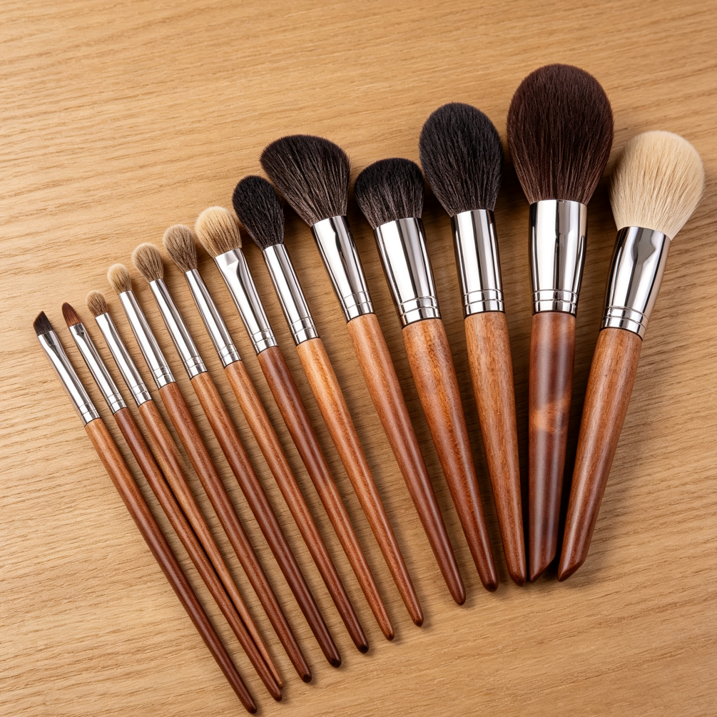 12-Piece Original Wooden Makeup Brush Collection - Image 2