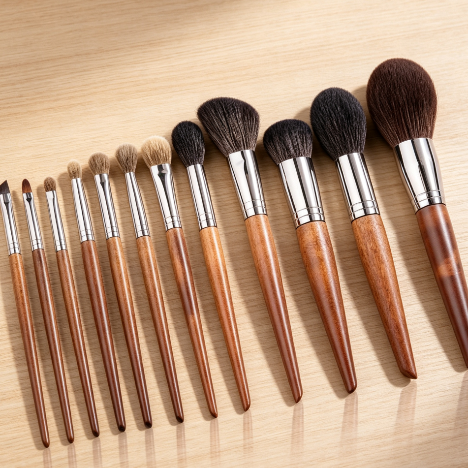 12-Piece Original Wooden Makeup Brush Collection