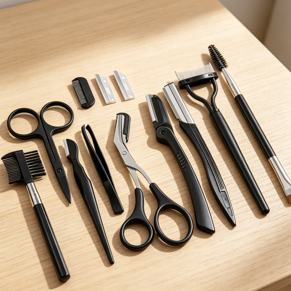 9-in-1 Eyebrow Kit with Face Razor, Comb, Brush, Tweezers