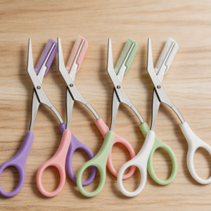 4-Pack 2-in-1 Portable Non-Slip Eyebrow Scissors with Comb