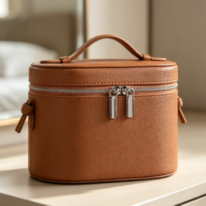 Portable Cosmetic Organizer Bag with Compartments and Handle