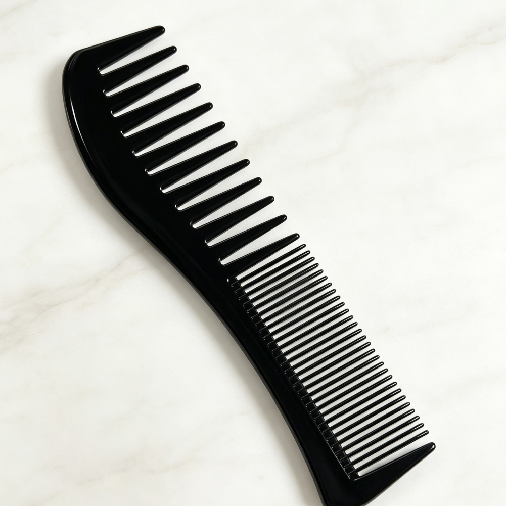 Double-Sided Wide & Fine Tooth Detangling Comb Black - Image 2