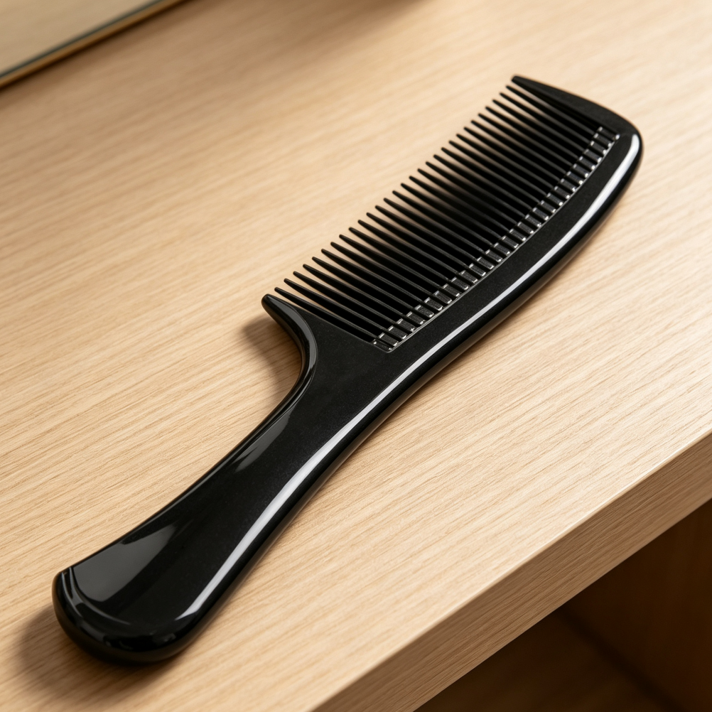 3-Piece Wide-Tooth Ergonomic Grip Comb Set Black - Image 2