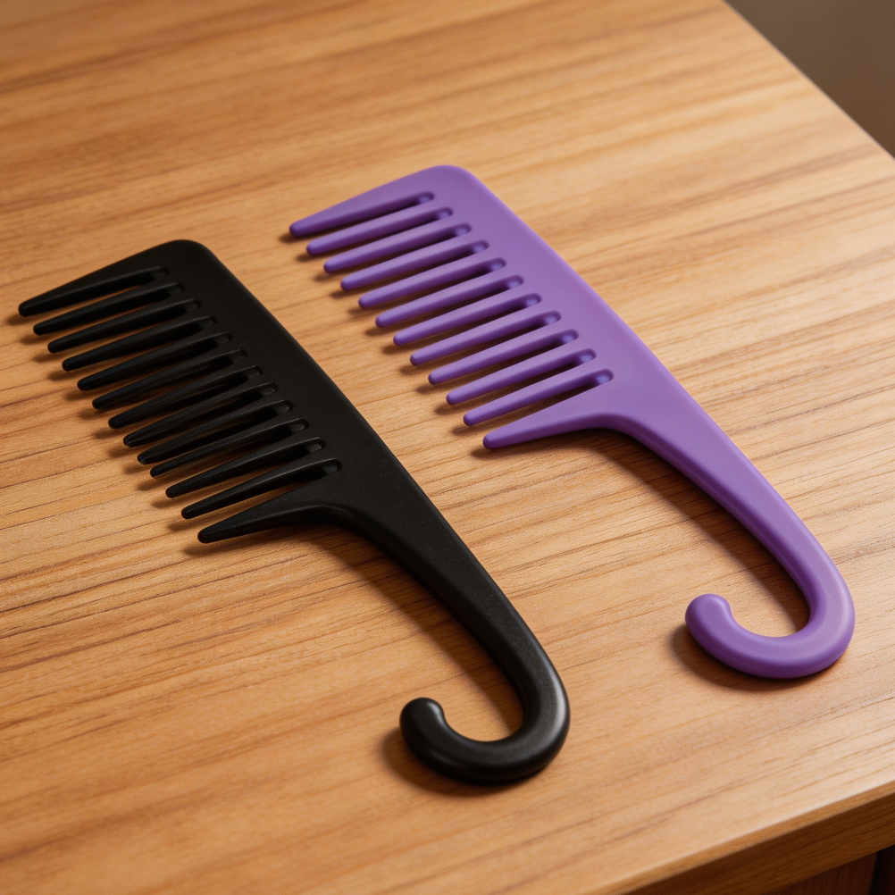 2-Piece Large Wide Tooth Shower Comb Set with Hooks - Image 2