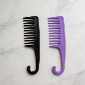 2-Piece Large Wide Tooth Shower Comb Set with Hooks
