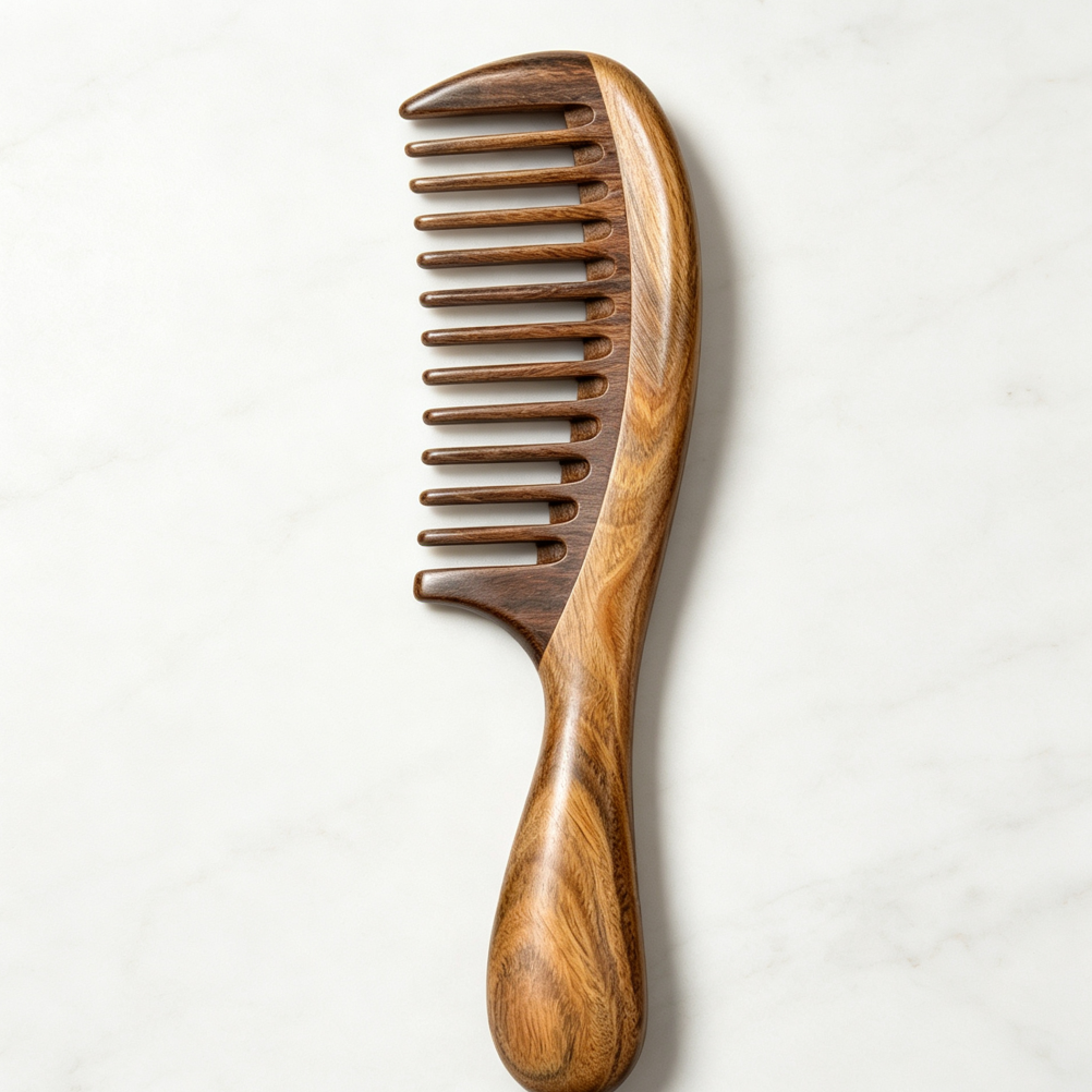 Sandalwood Wide Tooth Anti-Static Detangling Wooden Comb