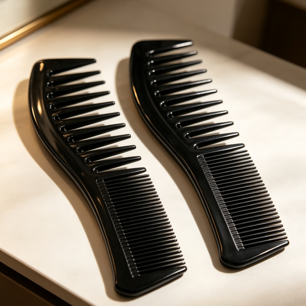 2-Pack 7.2 inch Double-Sided Barber Comb Set Black