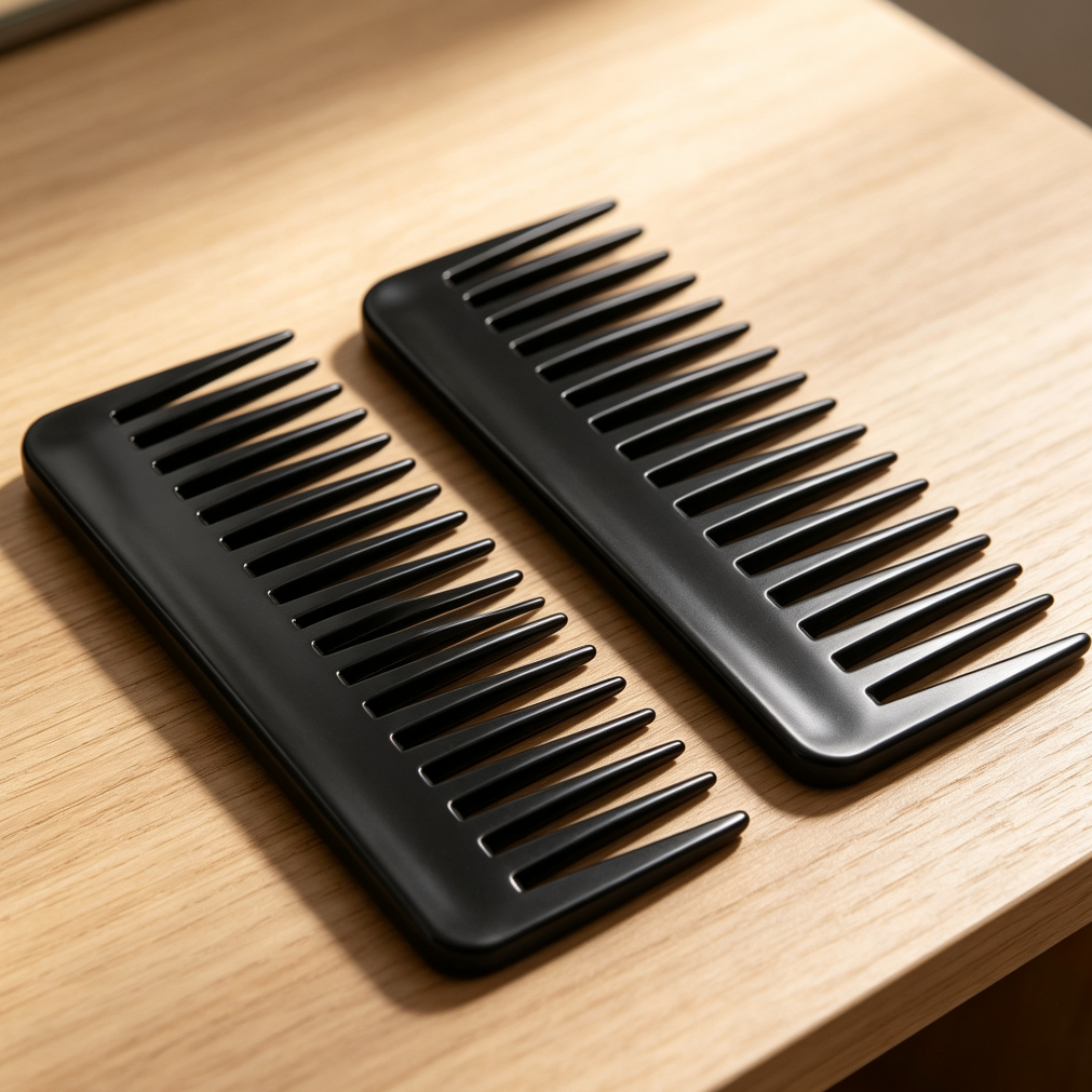 Large Wide Tooth Detangling Comb No Handle Black - Image 2