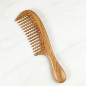 Natural Green Sandalwood Wide Tooth Anti-Static Wooden Comb