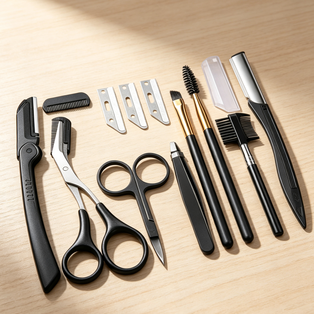 12-in-1 Eyebrow Trimmer Kit with Scissors, Razor, Tweezers