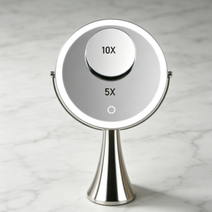 Rechargeable 9" Round Dual Magnification Lighted Mirror