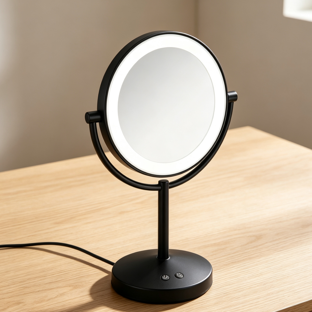 Matte Black Corded 1X/10X Magnifying Vanity Mirror - Image 2