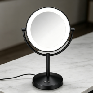 Matte Black Corded 1X/10X Magnifying Vanity Mirror