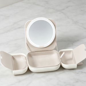 Portable Lighted Travel Makeup Mirror with Bag, 3-Color