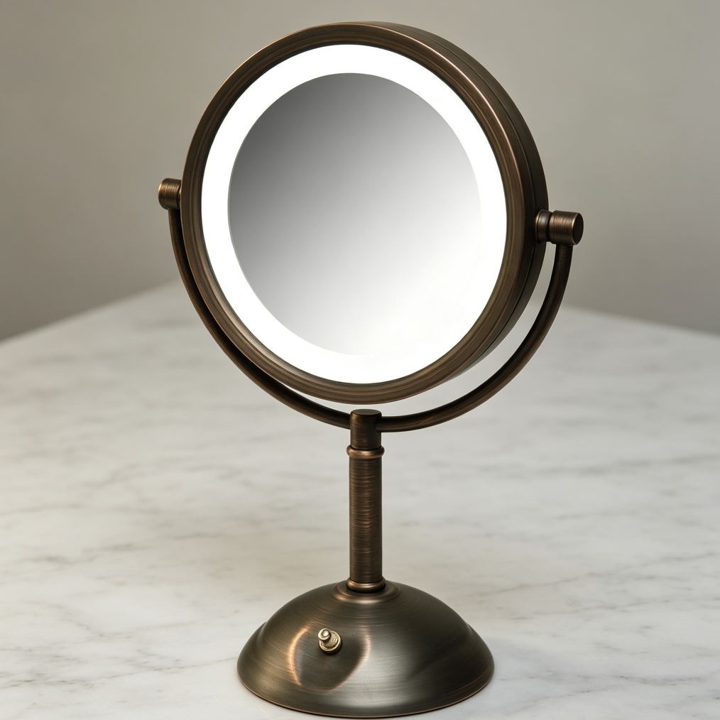 Bronze 8.5" Tabletop Variable-Light 8X-1X Magnification Mirror - Image 2