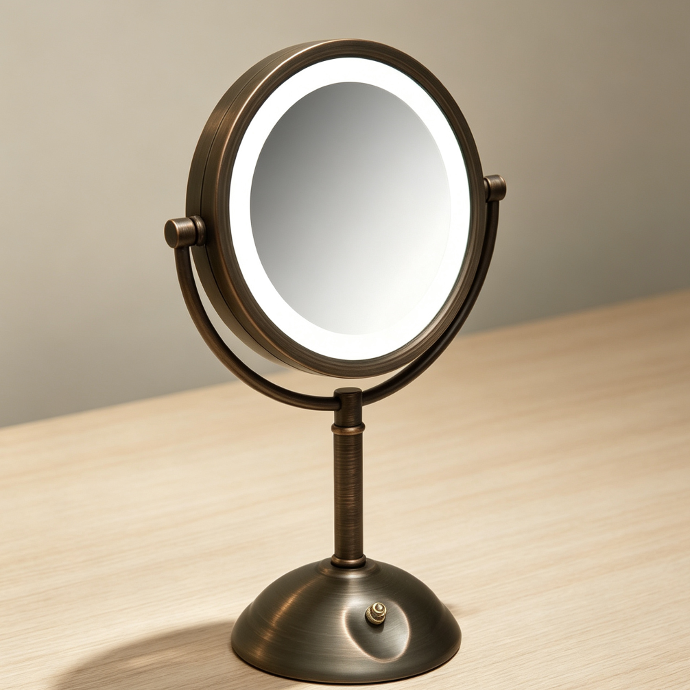 Bronze 8.5" Tabletop Variable-Light 8X-1X Magnification Mirror