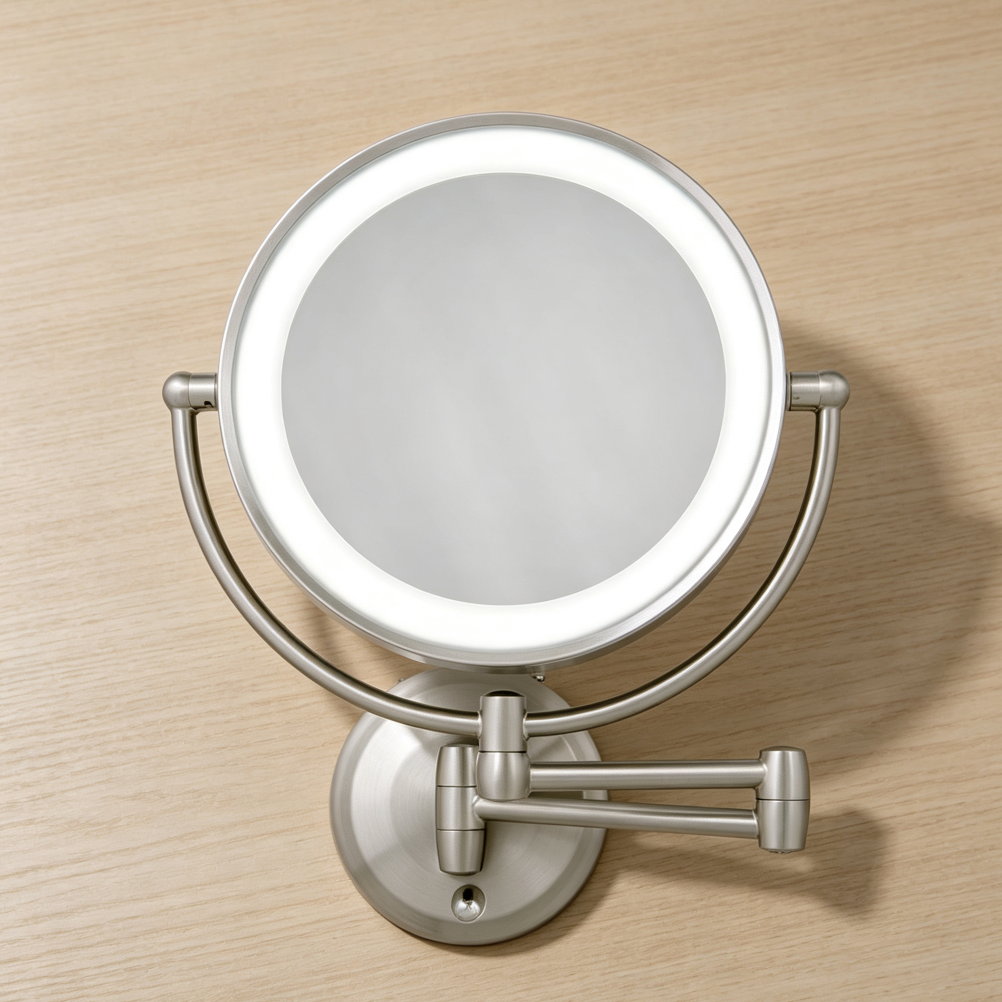 11" Wall-Mounted Cordless Magnification Mirror, 10X/1X - Image 2
