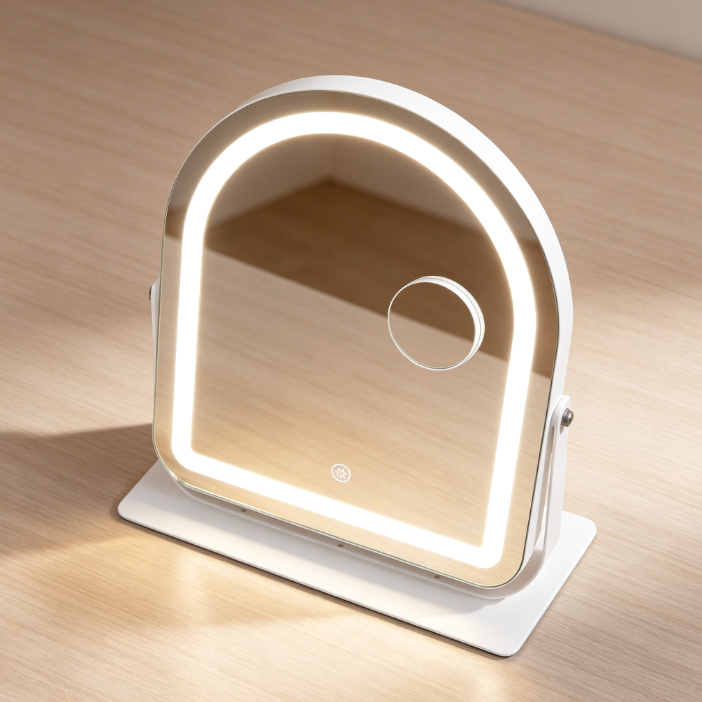 12"x13.8" Arched LED Tabletop Mirror, 3 Modes, White - Image 2