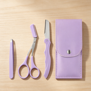 Purple Stainless Steel Eyebrow Trimmer Scissor Set