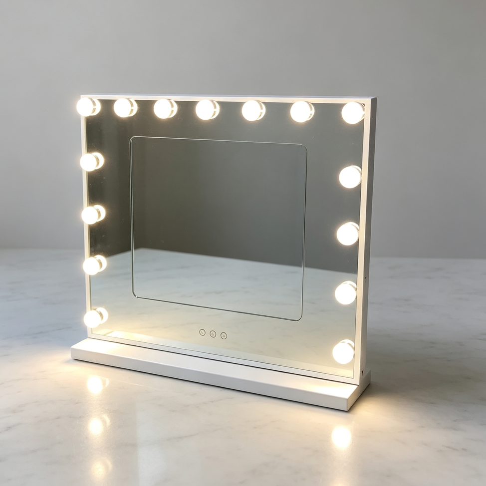 Slim Metal Frame Vanity Mirror with 15 Dimmable Bulbs - Image 2