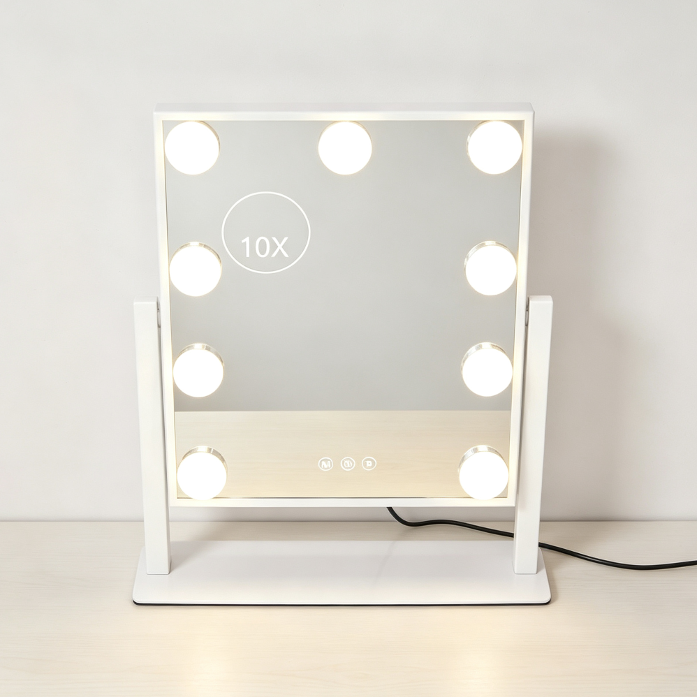 3-Color Dimmable Vanity Mirror, Detachable 10X, White - Image 2