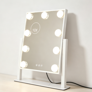 3-Color Dimmable Vanity Mirror, Detachable 10X, White
