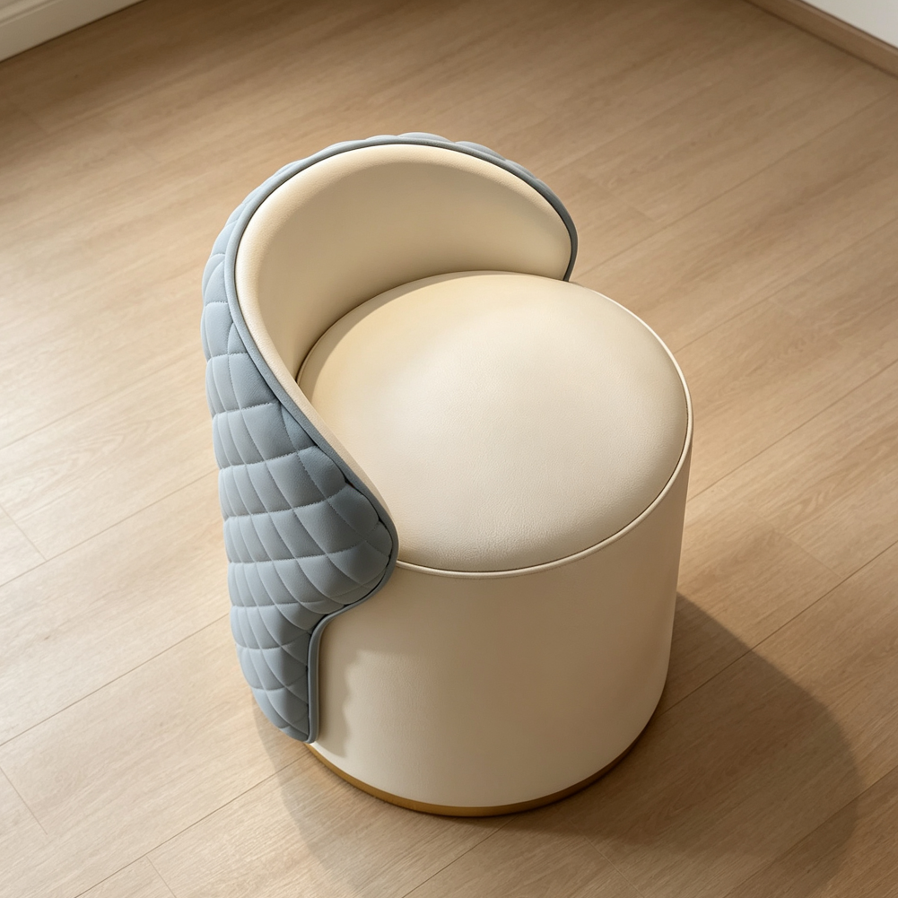 Blue Diamond Grid Leather High-Grade Makeup Stool