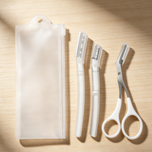 Eyebrow Trimmer Kit with Razors, Scissors and Storage Bag