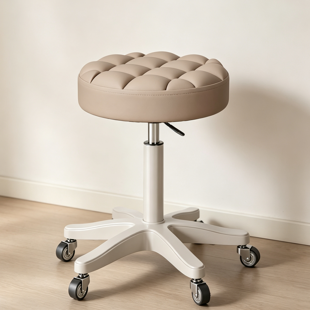 Khaki Brown Dressing Table Chair with Gravity Wheel Base - Image 2