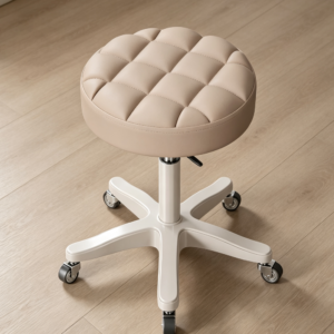 Khaki Brown Dressing Table Chair with Gravity Wheel Base
