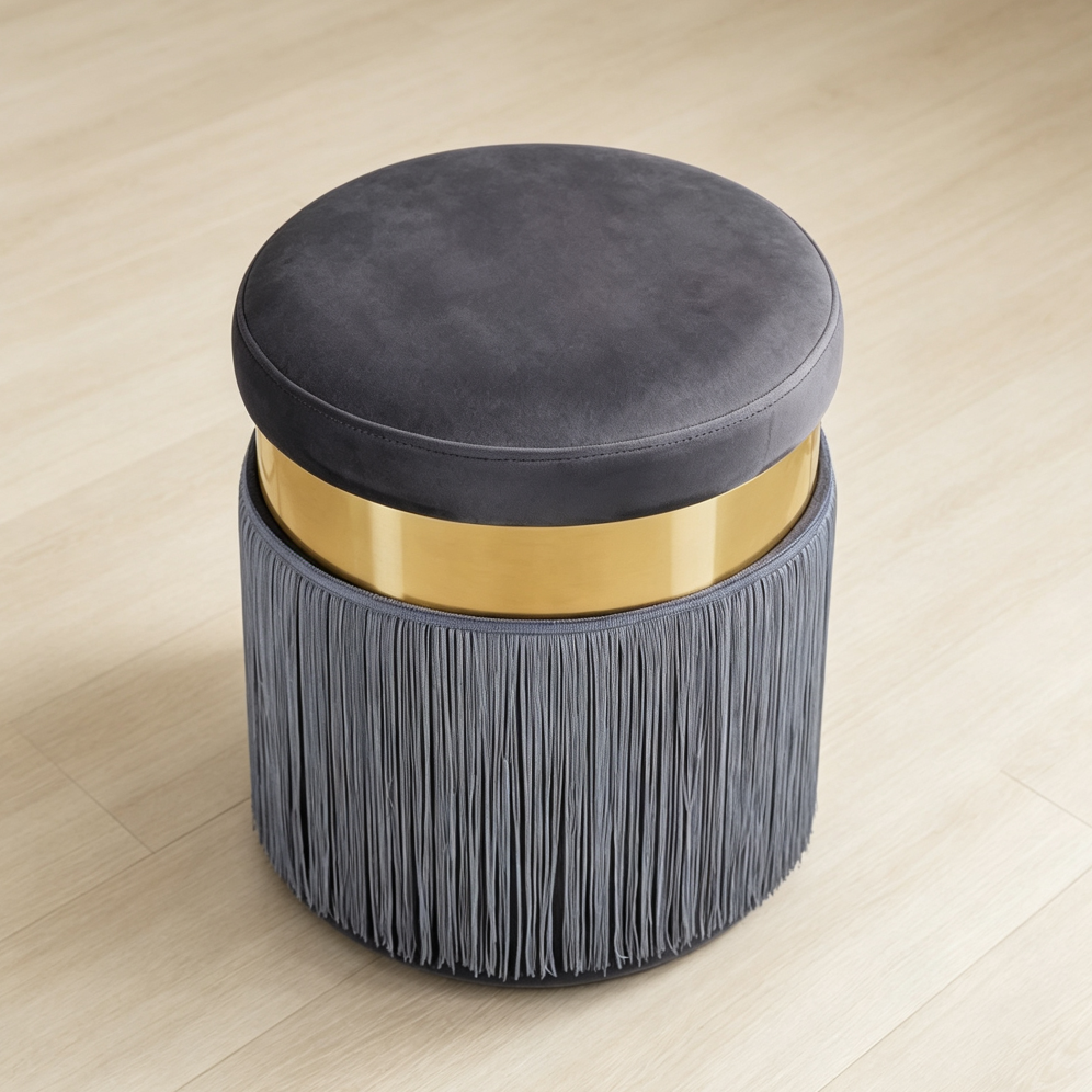 Grey Fabric Creative Multi-Use Footstool and Makeup Chair