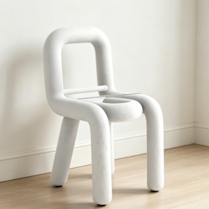 Milky White Designer Special-Shaped Makeup Chair