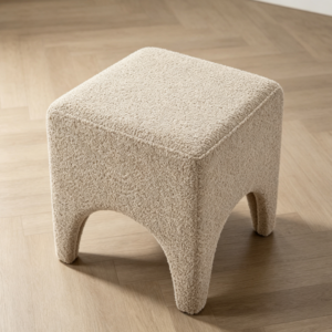 Set of 2 17" Modern Square Camel Upholstered Ottoman