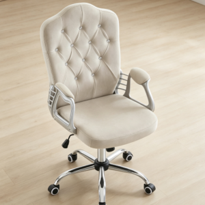Grey Adjustable Ergonomic Swivel Makeup Task Chair with Arms