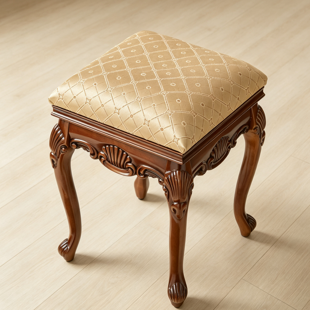 Walnut Makeup Vanity Stool, Bedroom Bench