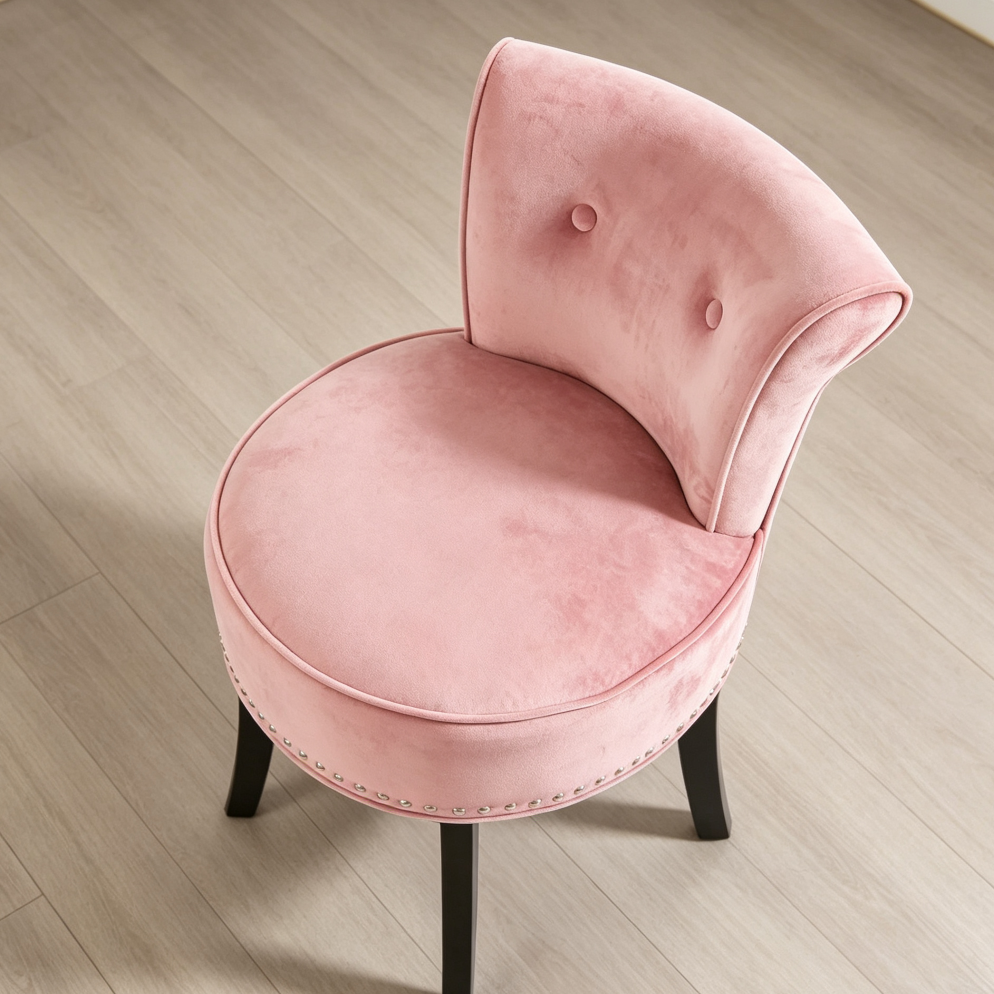 Pink Small Makeup Chair with Backrest, Vanity Gift - Image 2