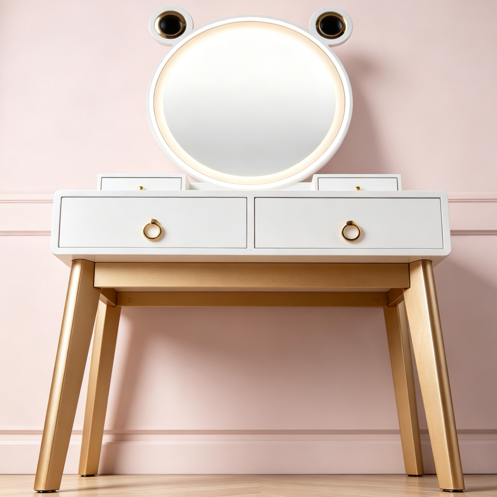Dressing Table with Stool, Touch Screen Dimming & Speaker