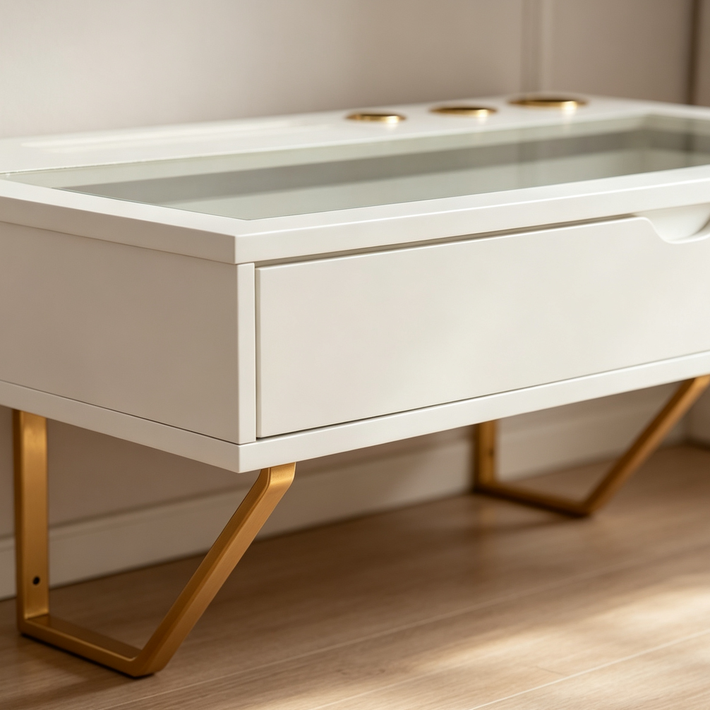 White Floating Wall Desk with Pull-Out Drawer 31-Inch - Image 2