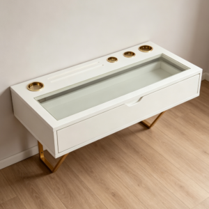 White Floating Wall Desk with Pull-Out Drawer 31-Inch
