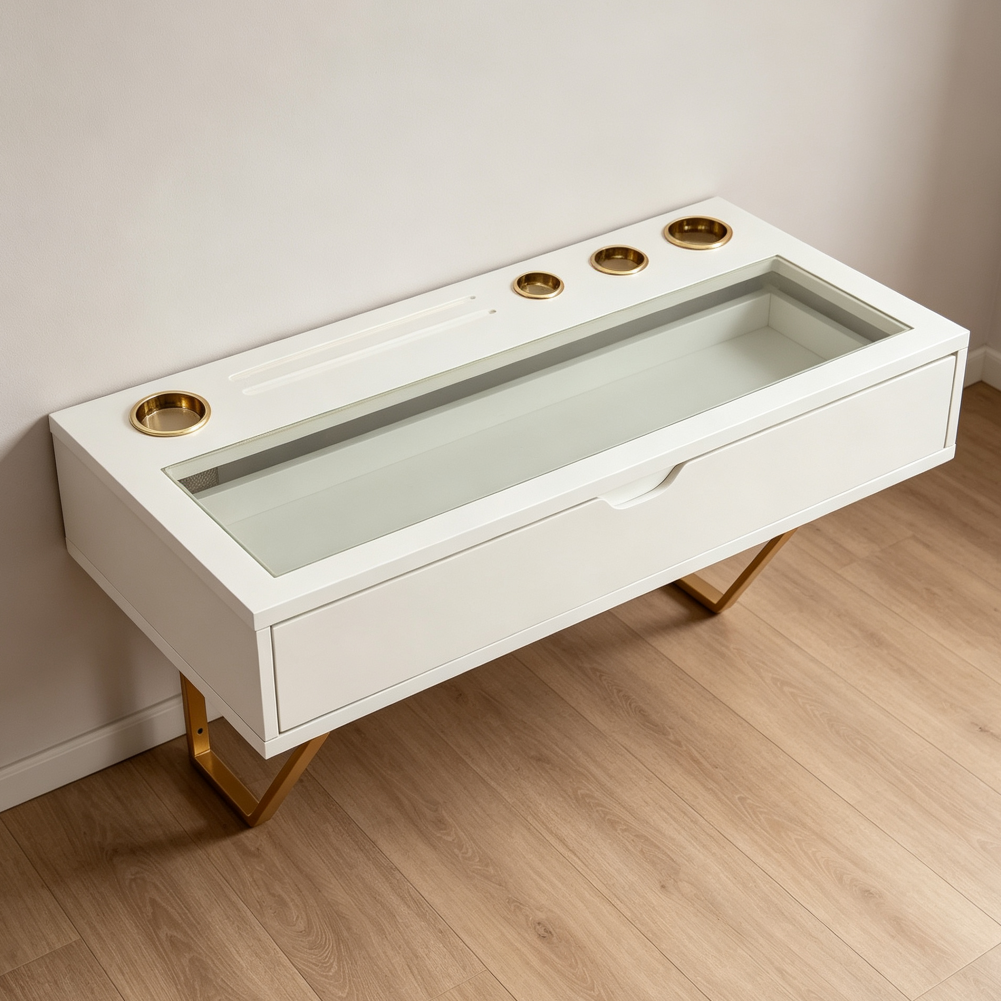 White Floating Wall Desk with Pull-Out Drawer 31-Inch